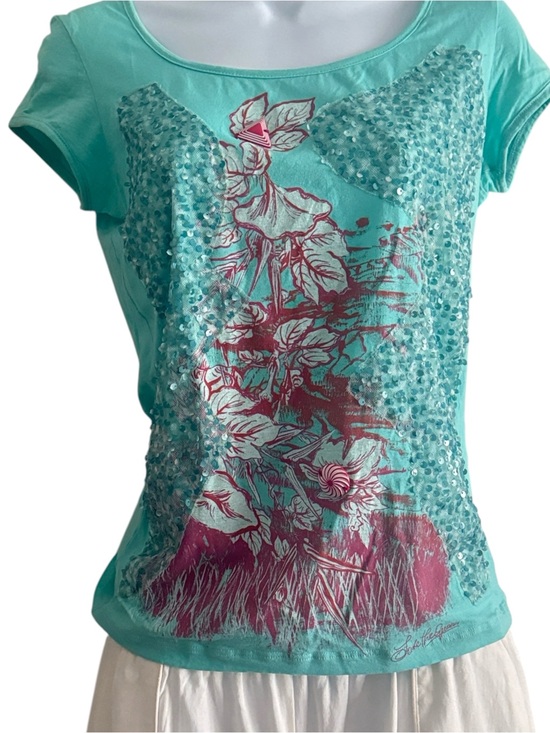 Save The Queen Tops - Save the queen Floral Scoop Neck Women's Top in Teal